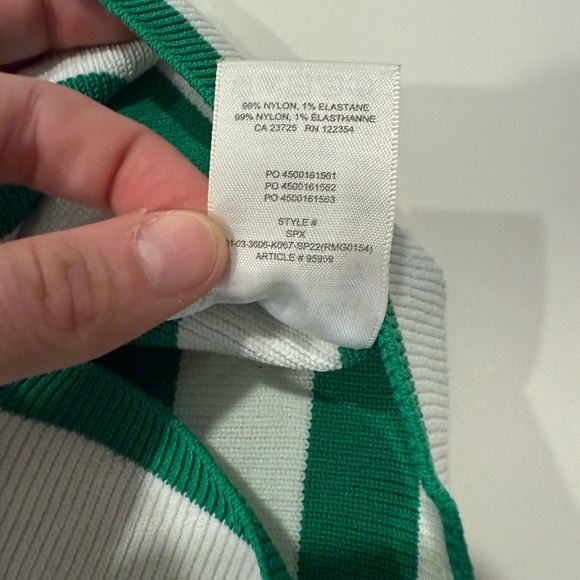 Babaton Sculpt Knit Square Neck Green and White Striped Tank Top - Picture 5 of 6